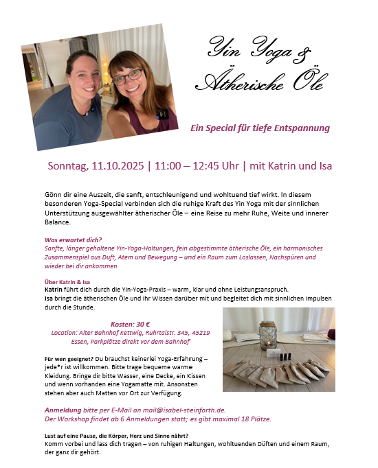 Next Pure Auszeit-Special: Yin Yoga & Ätherische Öle